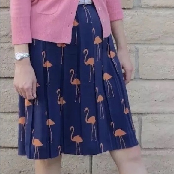 Charlotte Taylor Pink Flamingo Pleated Skirt Anthropologie Stilt Strider - Picture 2 of 8